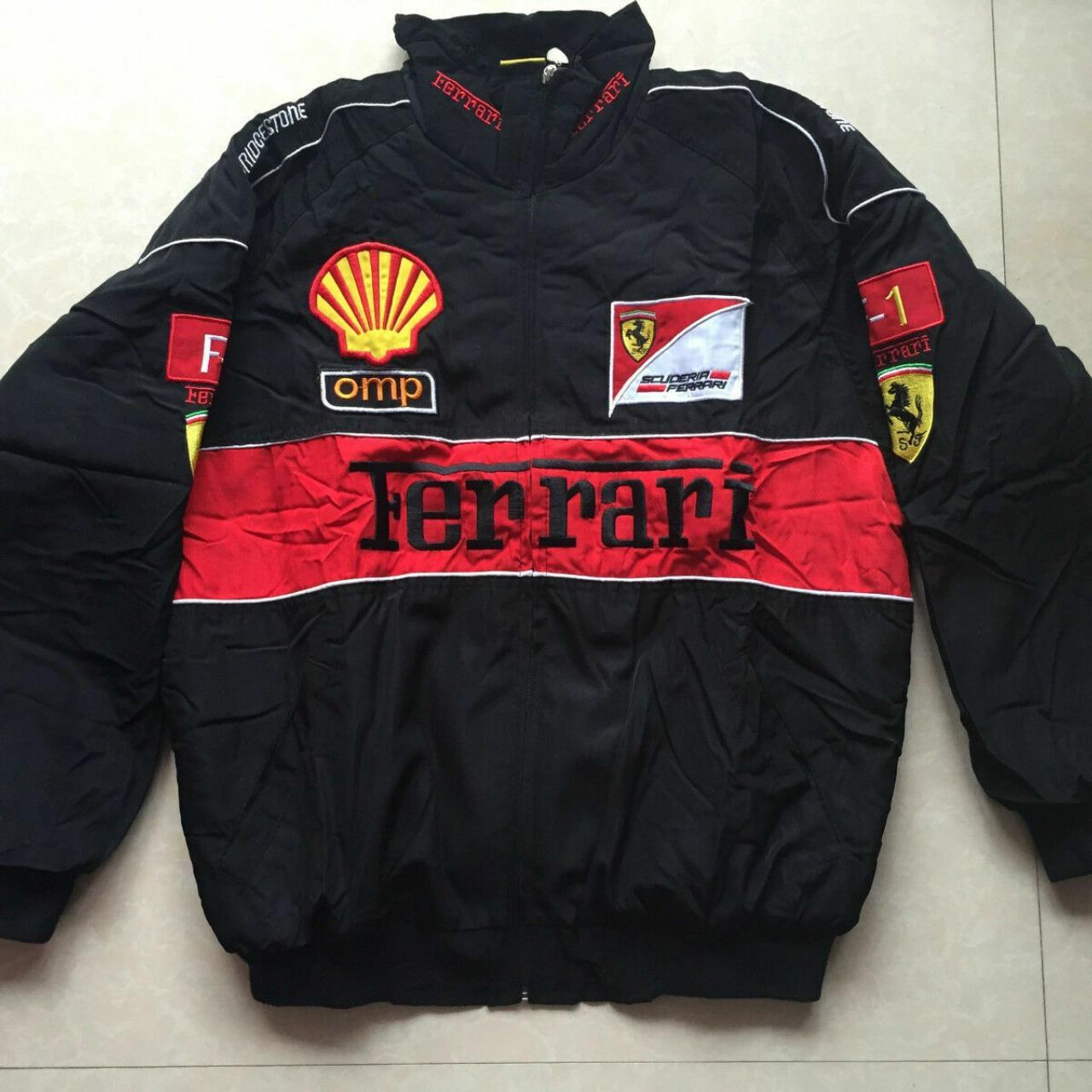 FERRARI Broderie Black Jacket EXCLUSIVE costume F1... - Depop