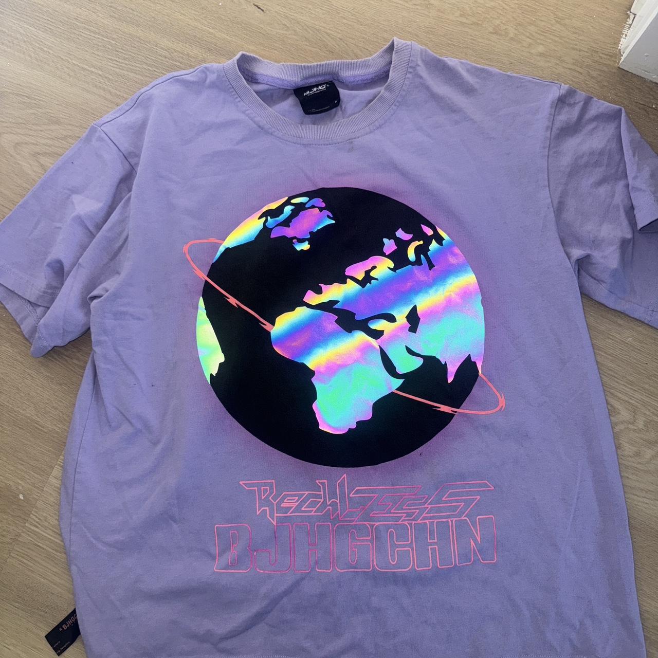 Punk rock purple and black streetwear tee #large... - Depop