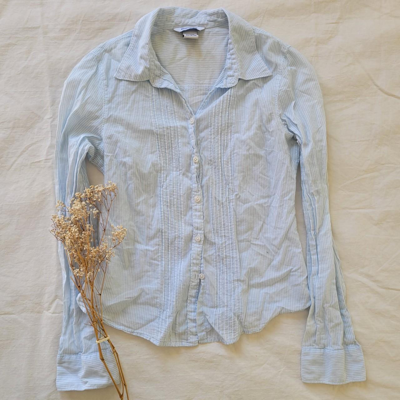 Abercrombie & Fitch Women's White and Blue Blouse | Depop