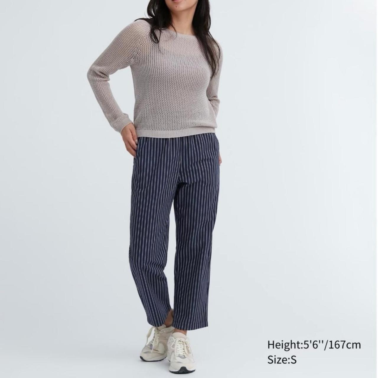 Uniqlo Tapered Striped Pants Cotton Striped Relaxed Ankle Pants