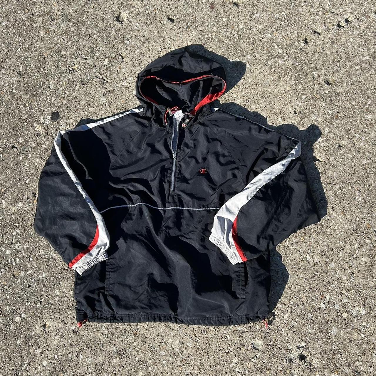 Black and red champion jacket best sale