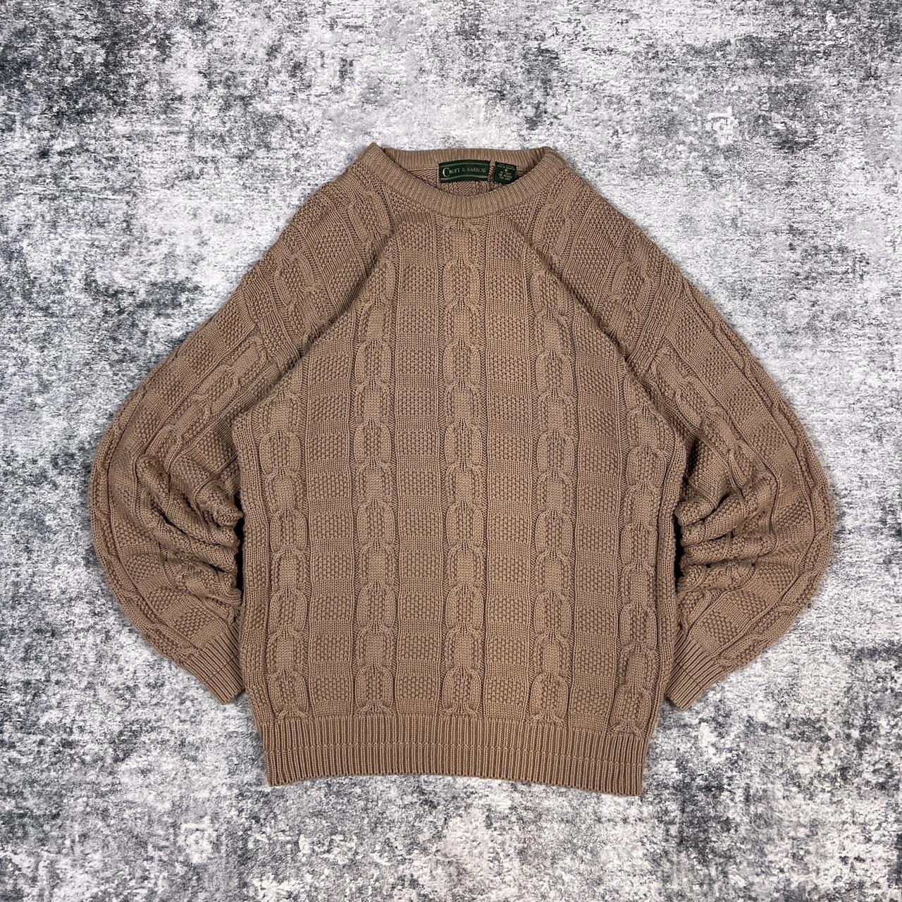 ★TRILLION★ Vintage washed damaged cable knit BROWN TRSKN21 Brown cable-knit-sweater-vintage - Depop
