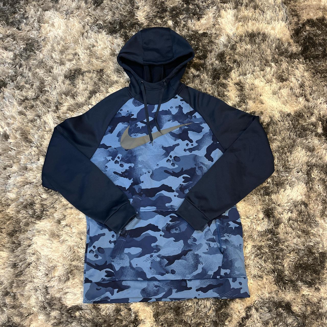 Nike blue camo hoodie. Size medium with zipper. Depop