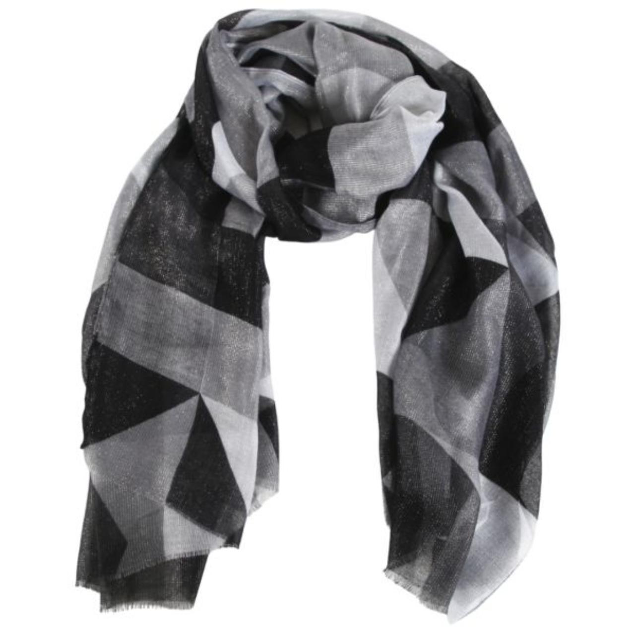 grey and black patterned scarf/ wrap greyscarf... Depop