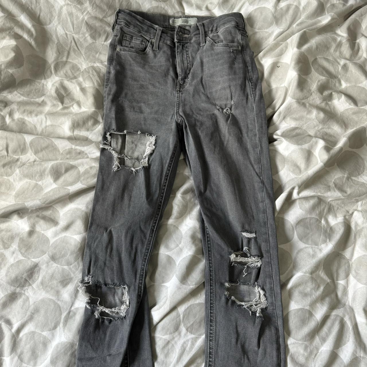 Grey ripped jeans topshop hotsell