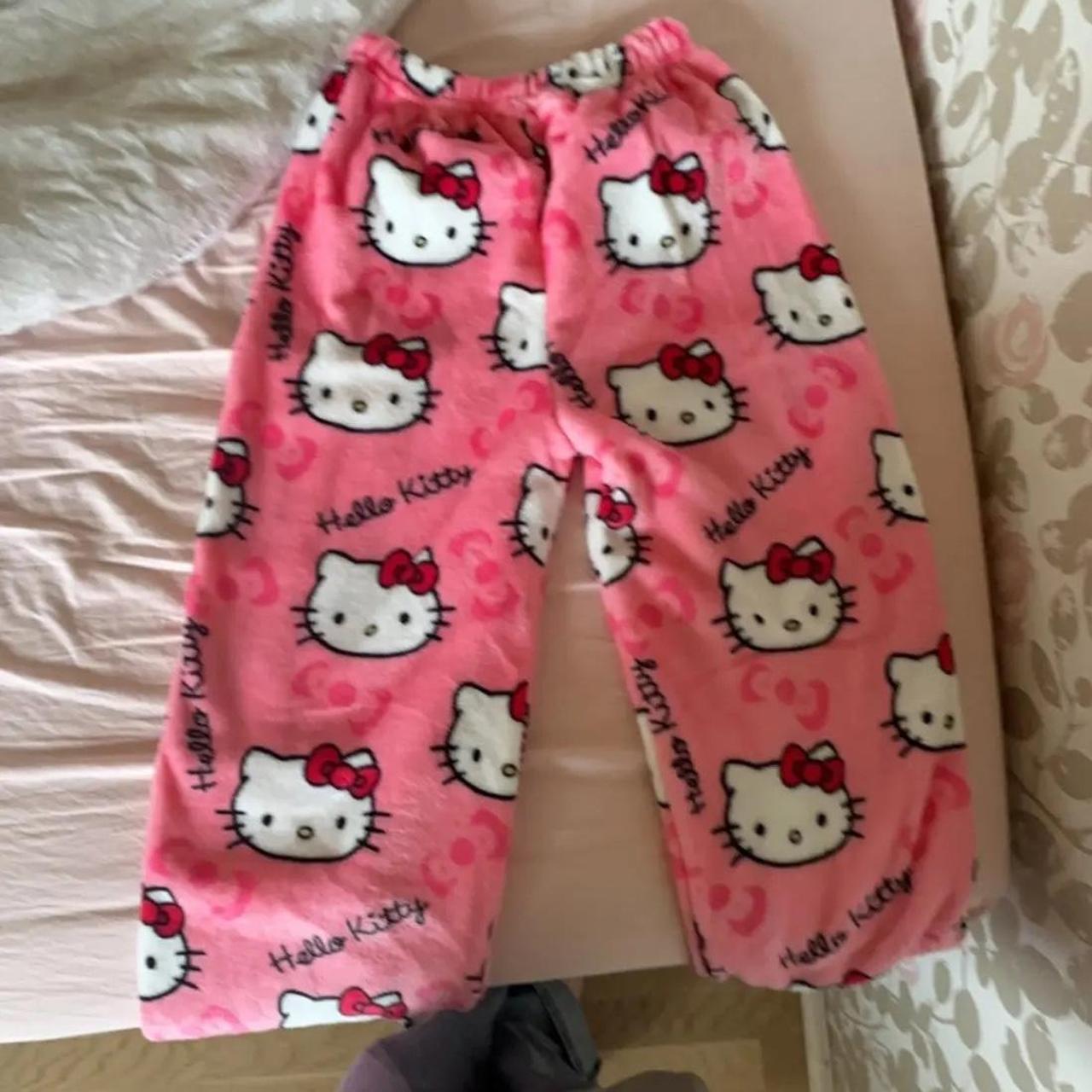 Pink Fuzzy Sanrio Hello Kitty Pajama Pants 💘 Size:... - Depop