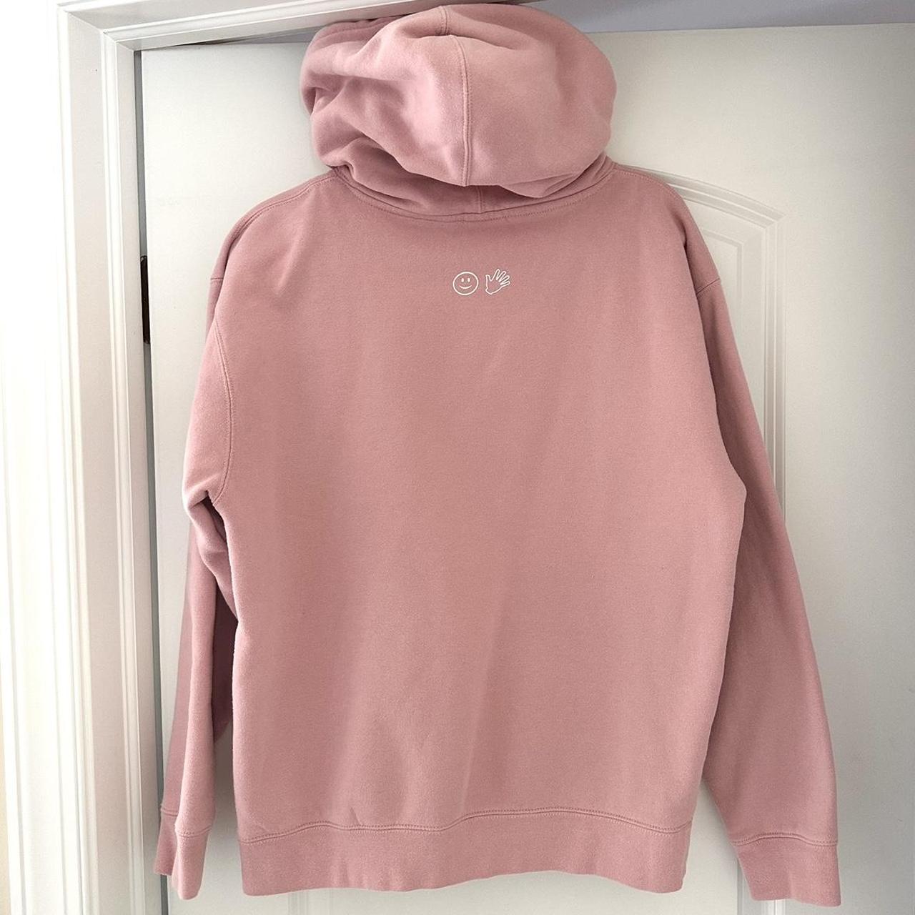 Glossier hoodie in a blush pink color, size Medium.... - Depop