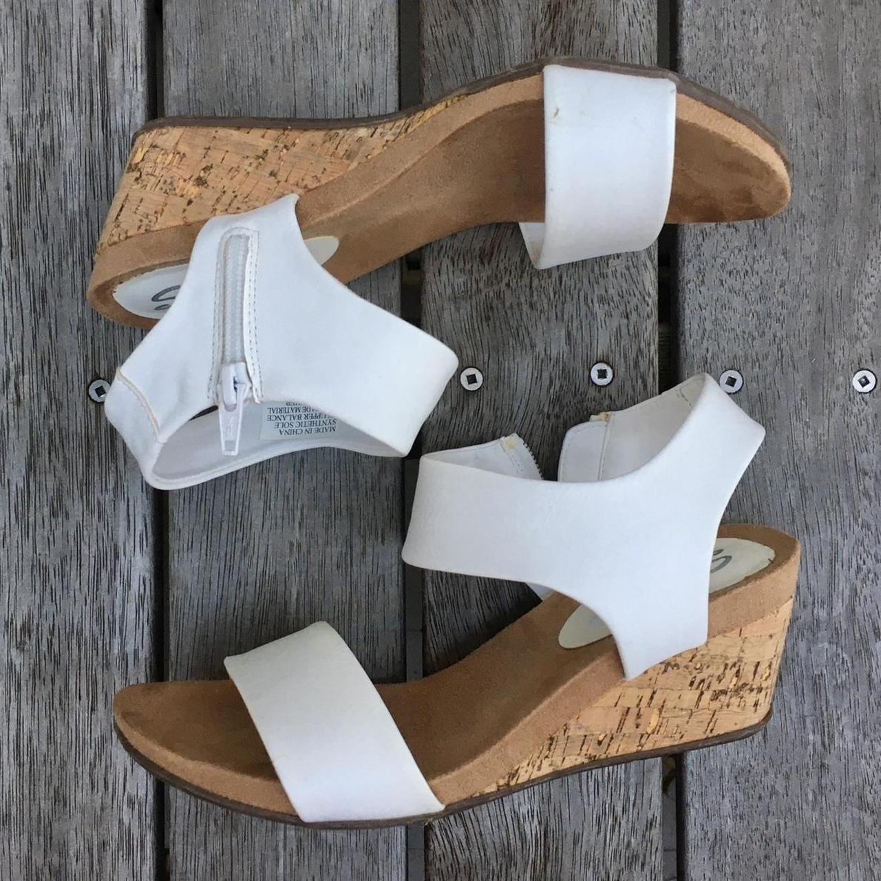 Skechers White Cool Step Wedge Sandals Excellent