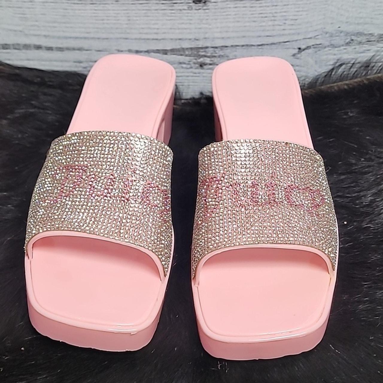 Juicy Couture Pink Bling Chunky Sandals Slides Flip. Depop