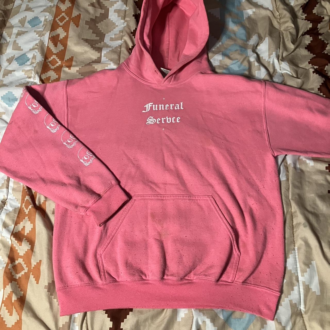 Funeral service pink skull sleeve hoodie M RARE worn. Depop