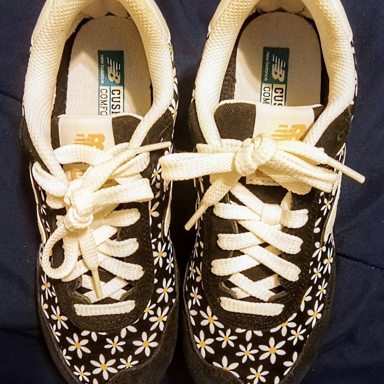 New Balance 515 Black White Daisy Floral Pattern