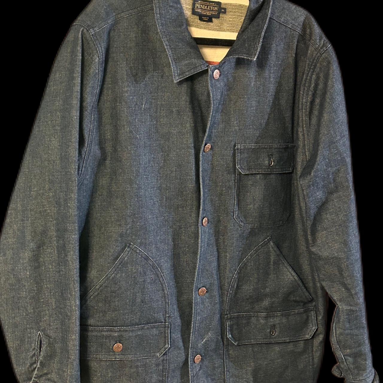 Pendleton Men's Denim Chore Jacket Dark Wash /... Depop