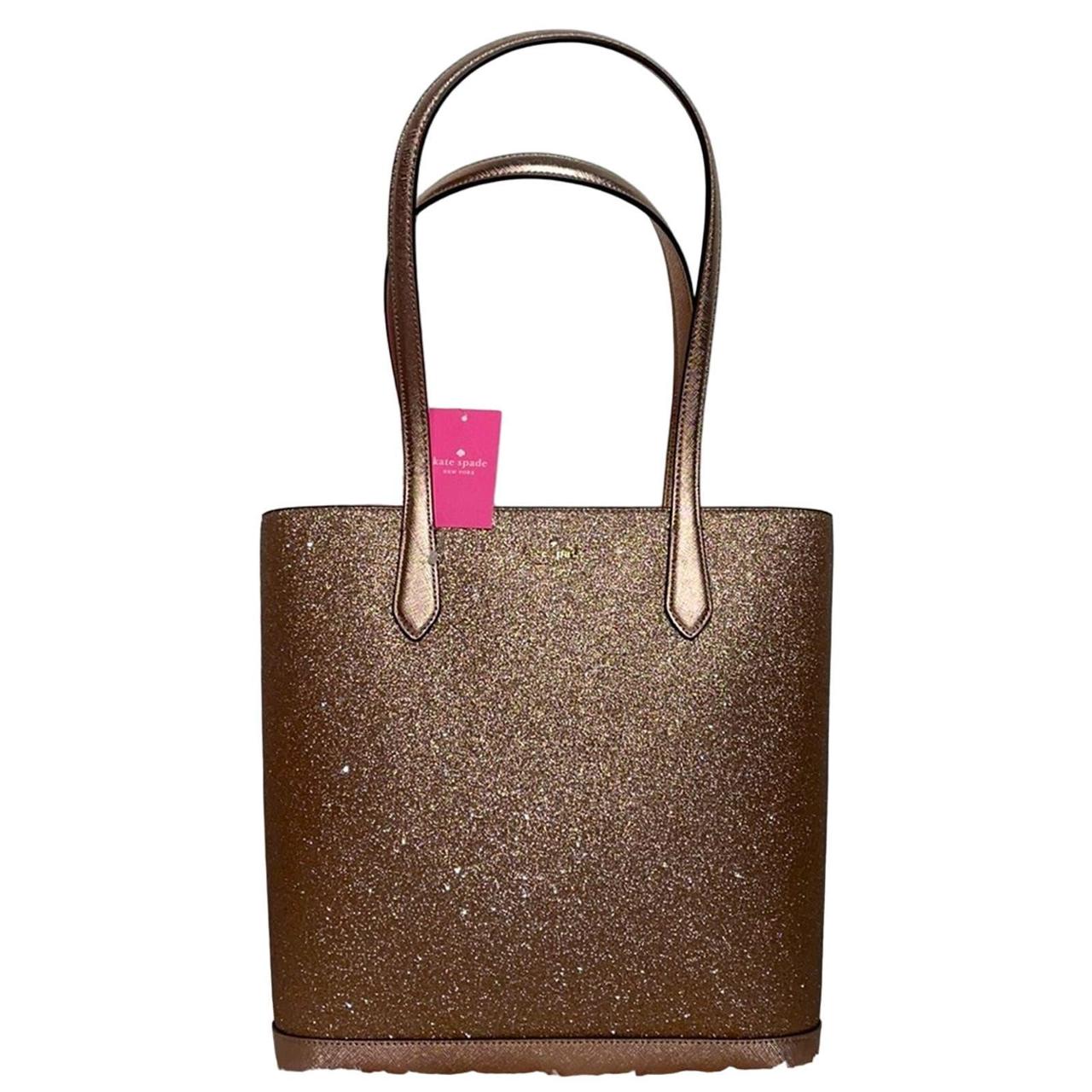 Kate spade purse tinsel glitter purchases tote rose gold