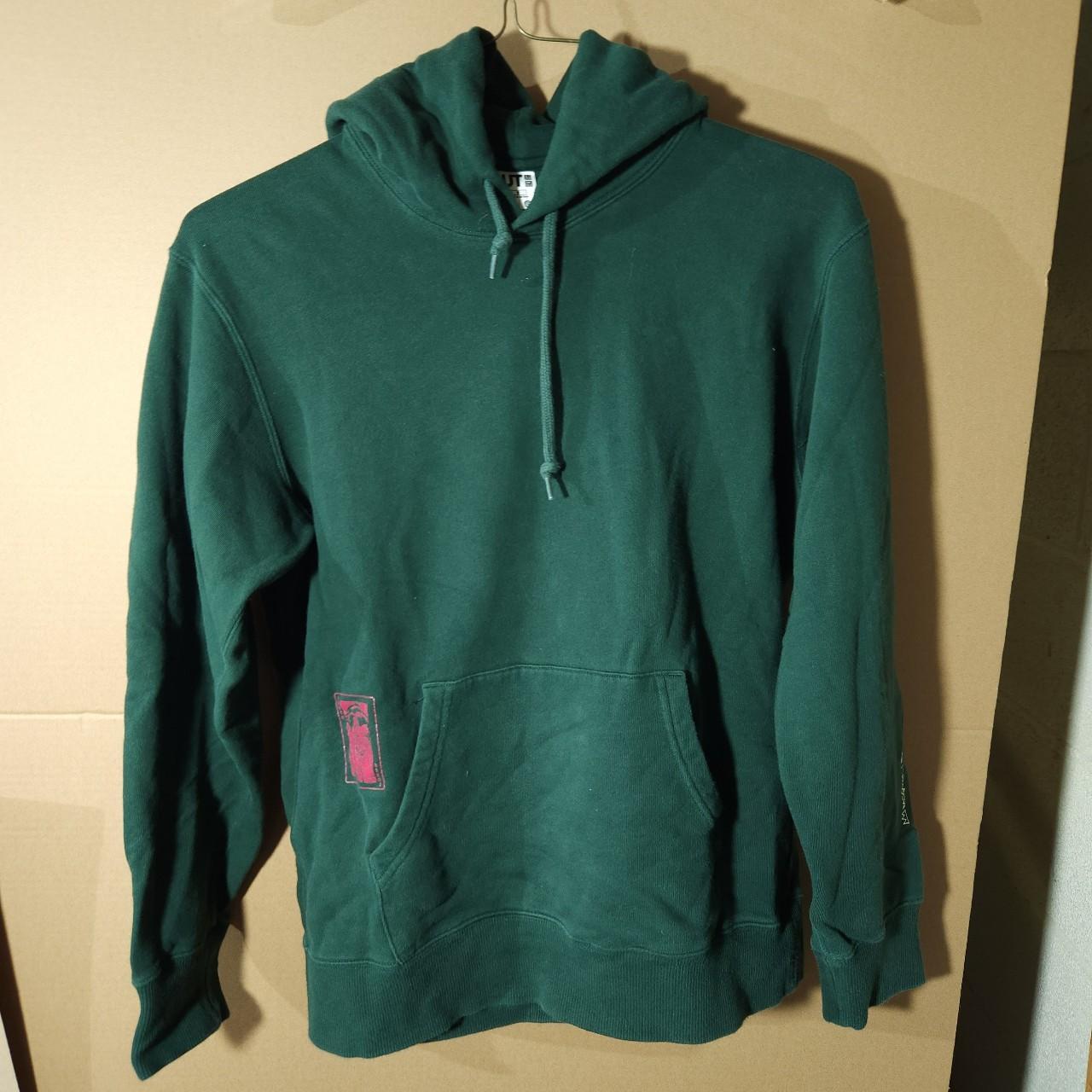 Uniqlo - Jean-Michel Basquiat - Green Joker Hoodie... - Depop