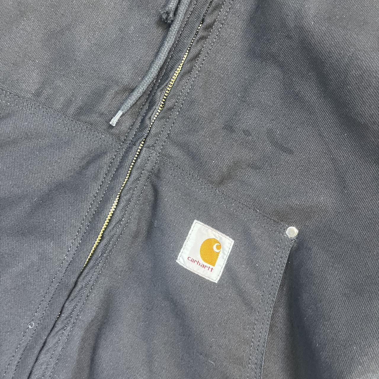 Carhartt Reworked Jacket blacked out Hooded and zip... - Depop