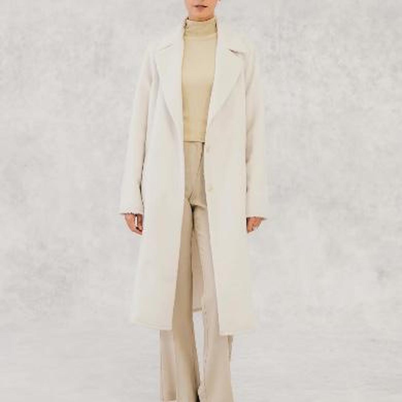 Off white two button wool overcoat Size medium, | Depop