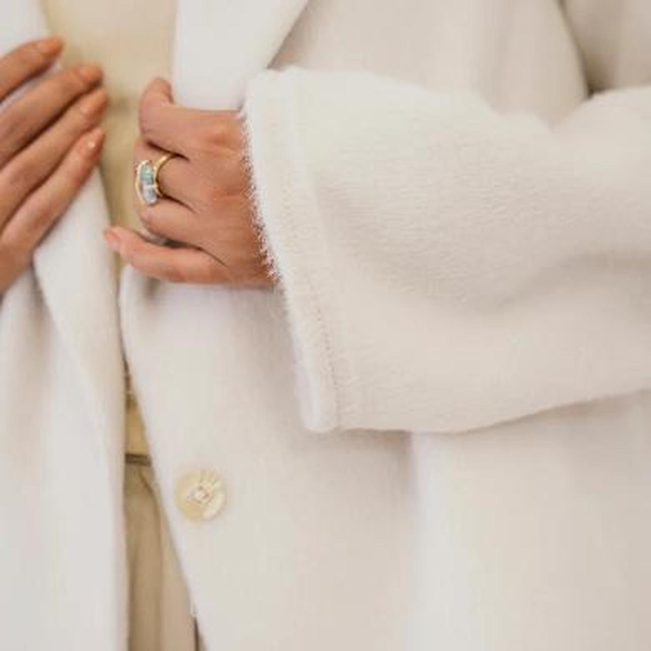 Off white two button wool overcoat Size medium, | Depop