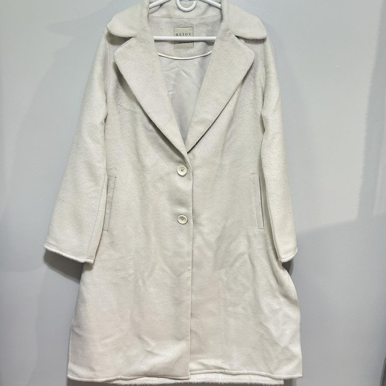 Off white two button wool overcoat Size medium, | Depop