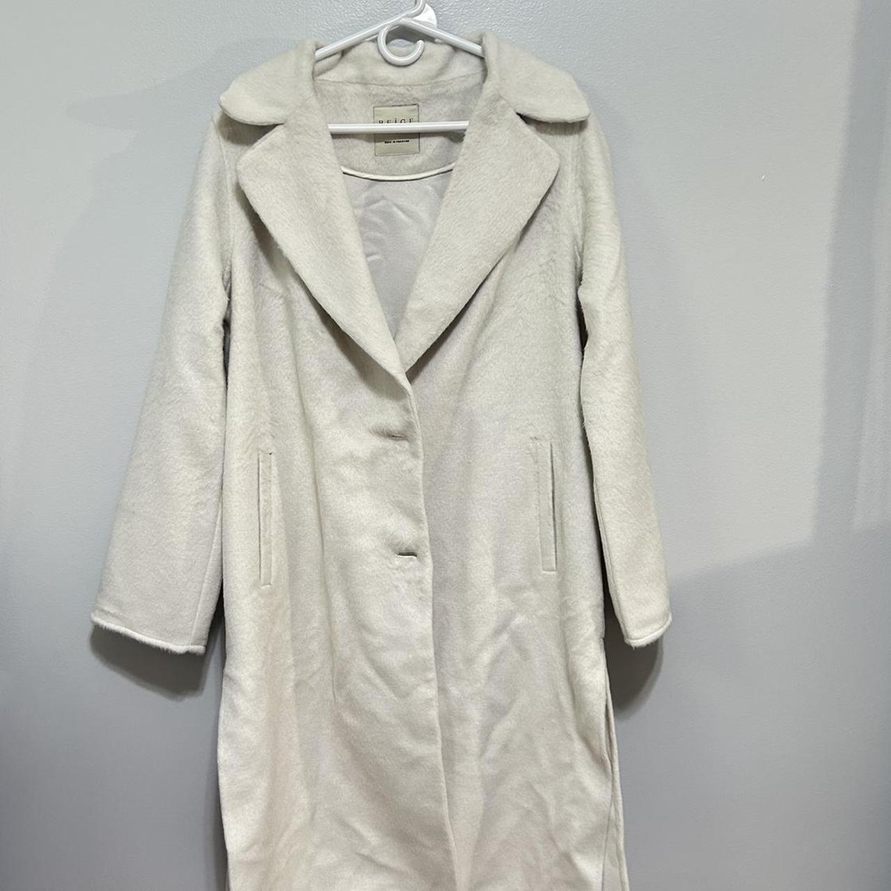 Off white two button wool overcoat Size medium, | Depop