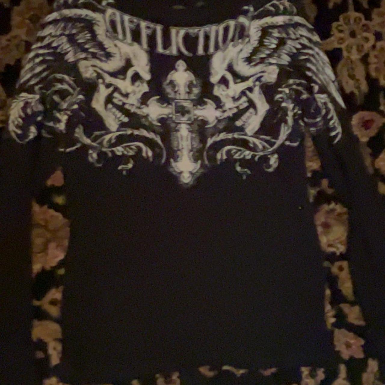 Small black affliction long sleeve shirt fits like... - Depop