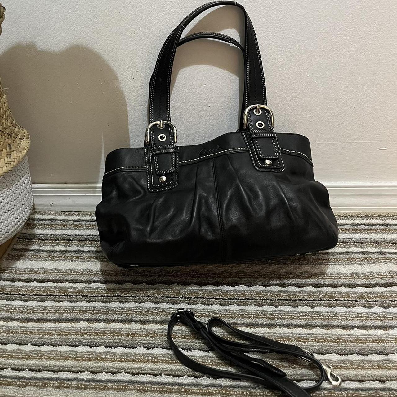 Coach soho black leather bag with silver buckles | Depop
