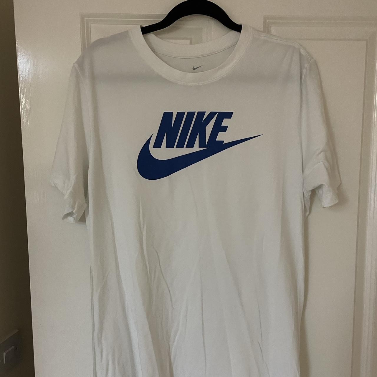 Nike Men's Blue and White T-shirt | Depop