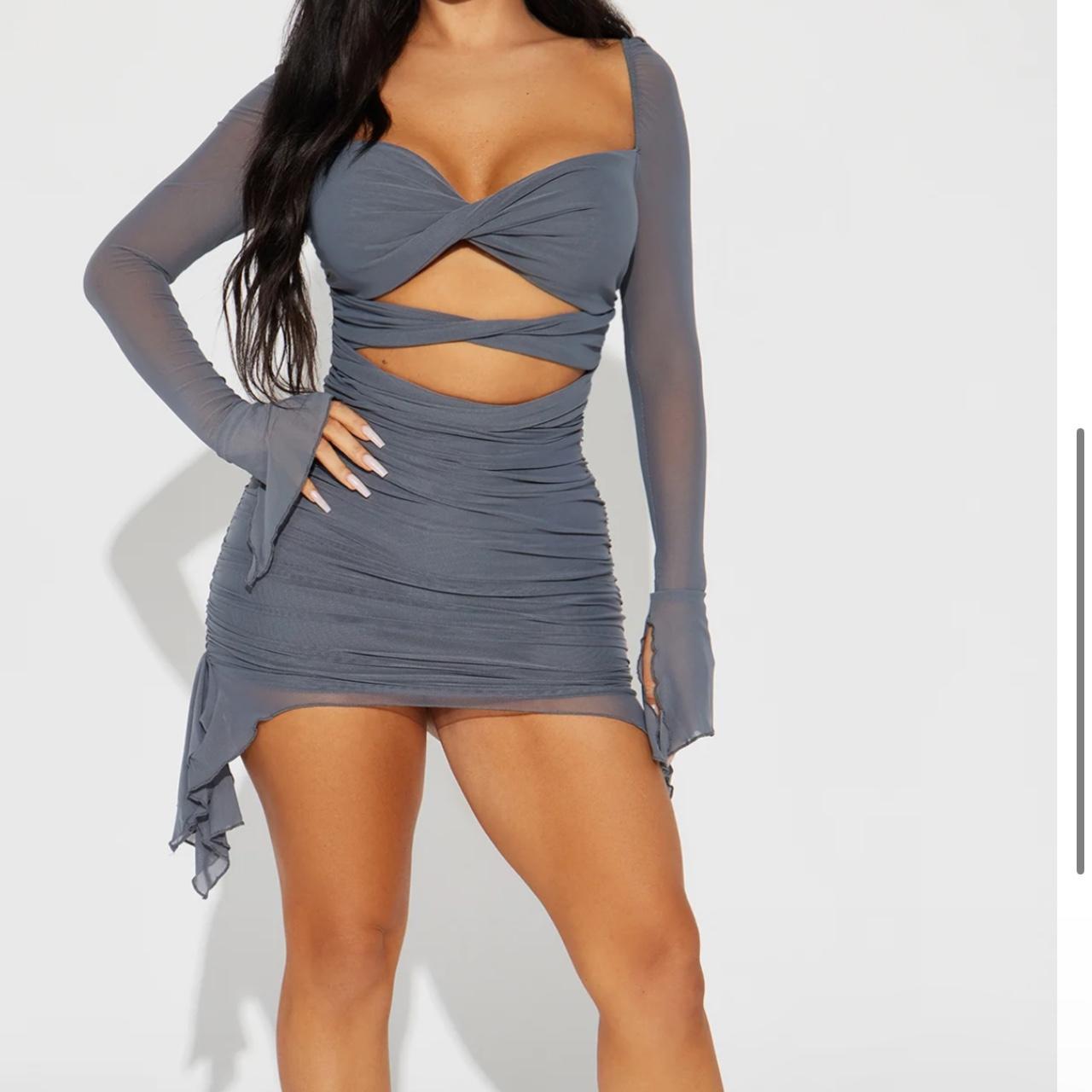 Fashion Nova Grey mesh mini dress Size small Never. Depop