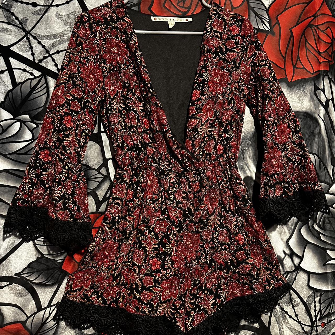 Red and black playsuit online