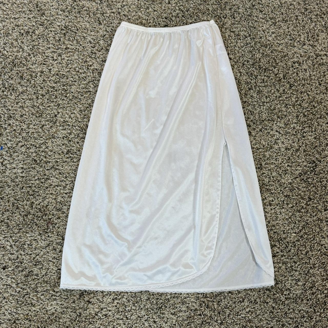 Vintage Women's Skirt - White - XS – White slip s… - image 2