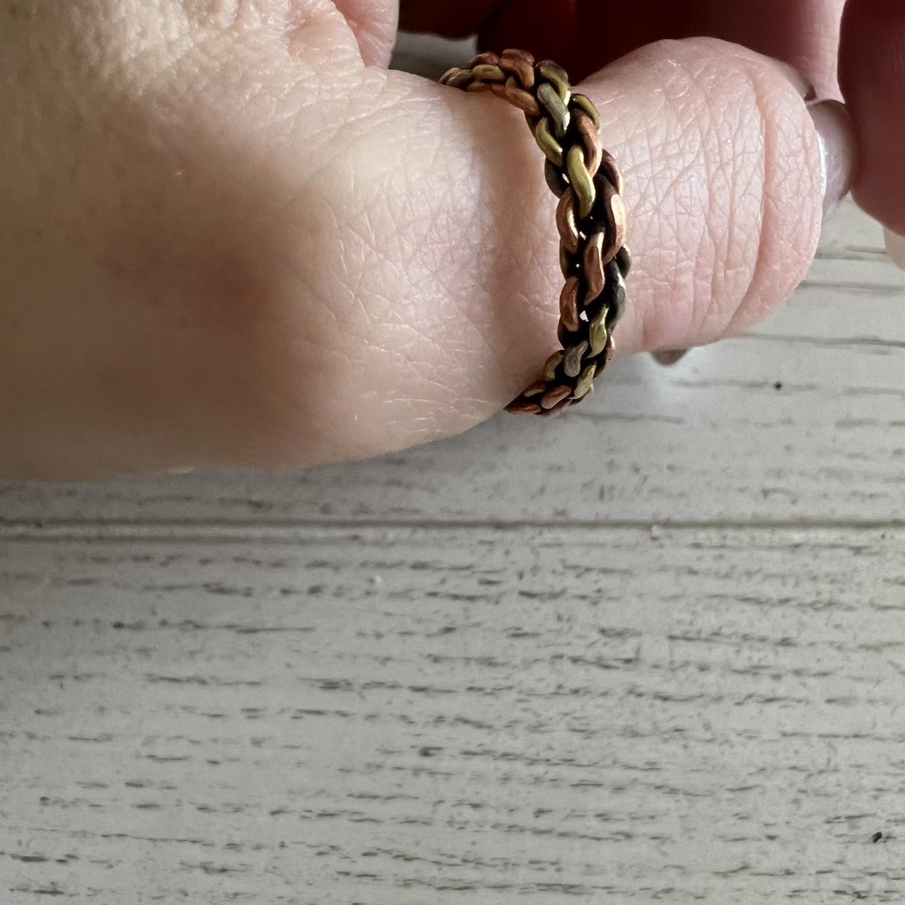 Women's Ring - Gold/Multi – Multicoloured braided… - image 1