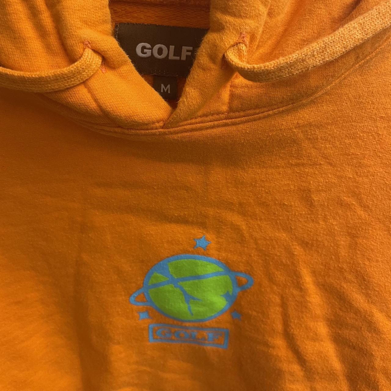 Golf Wang orange hoodie, medium and says universal