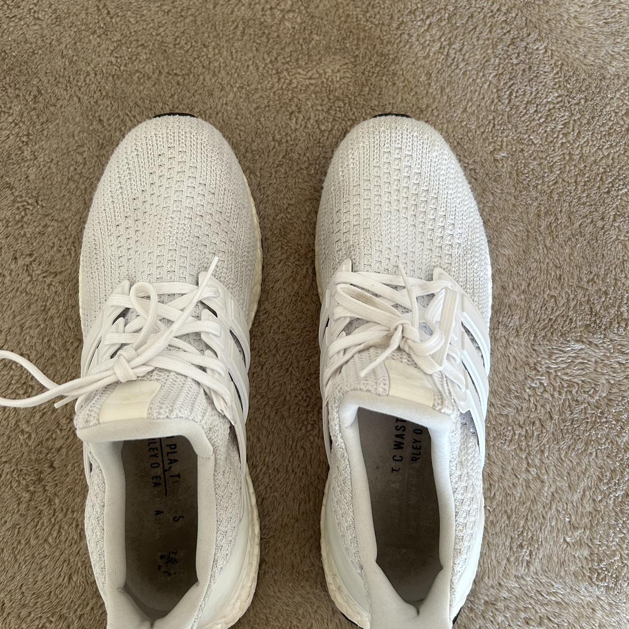 White, ultra boost Adidas, lightly used - Depop