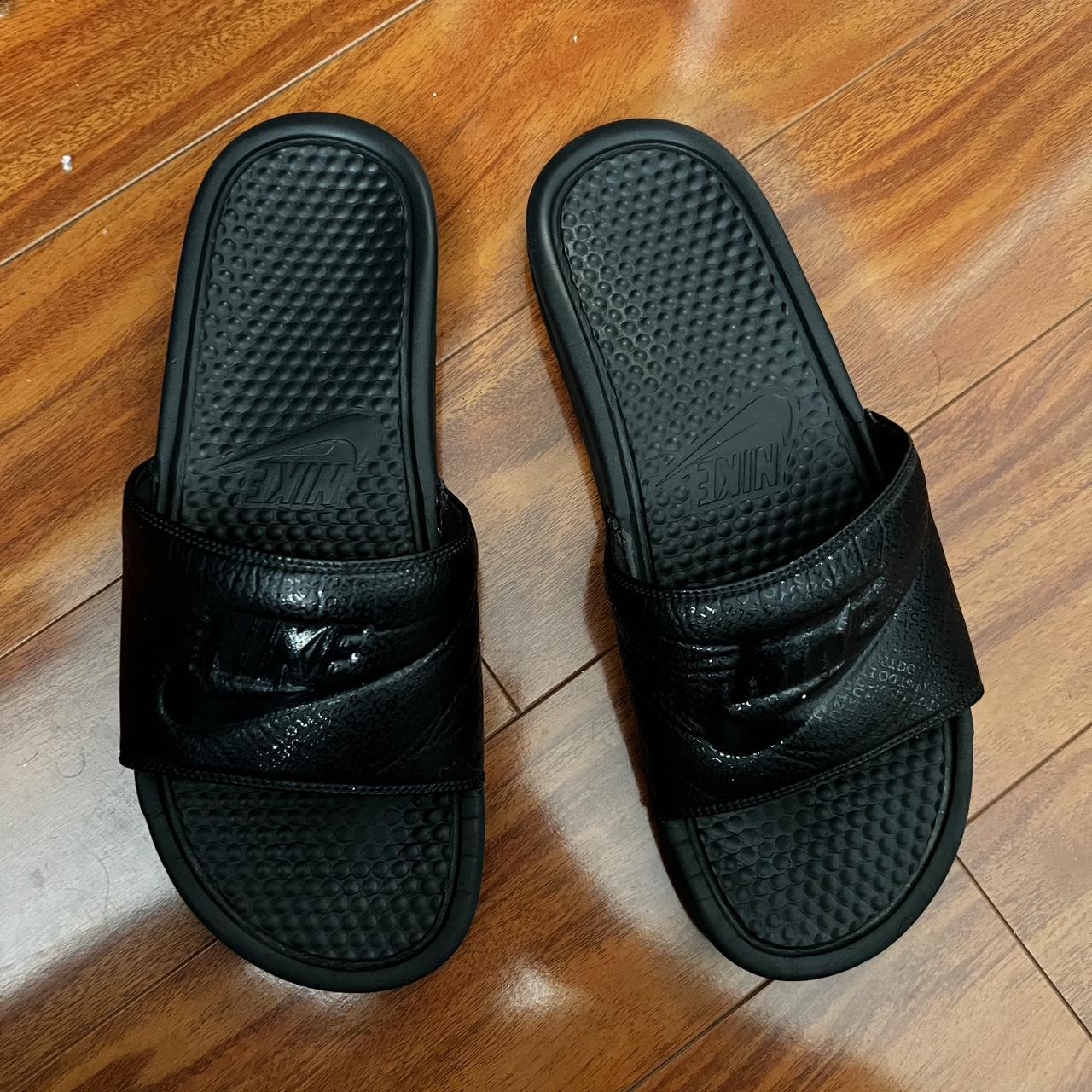mens red and black nike slides
