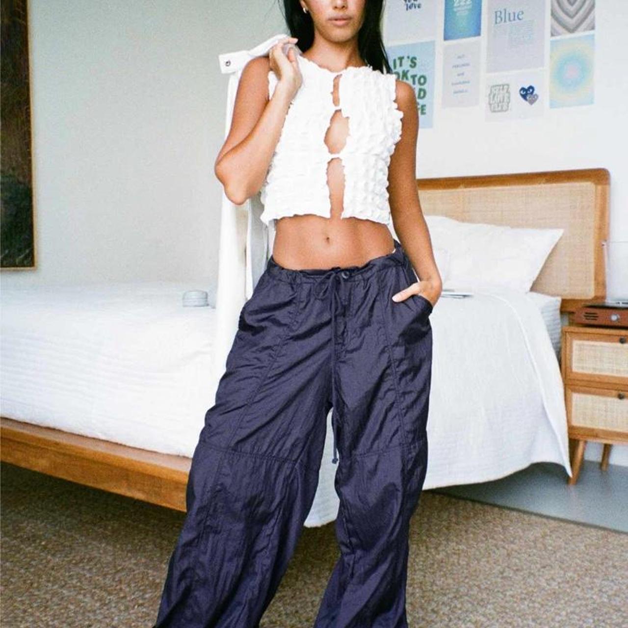 Motel x Olivia Neill parachute pants in navy. Size... Depop