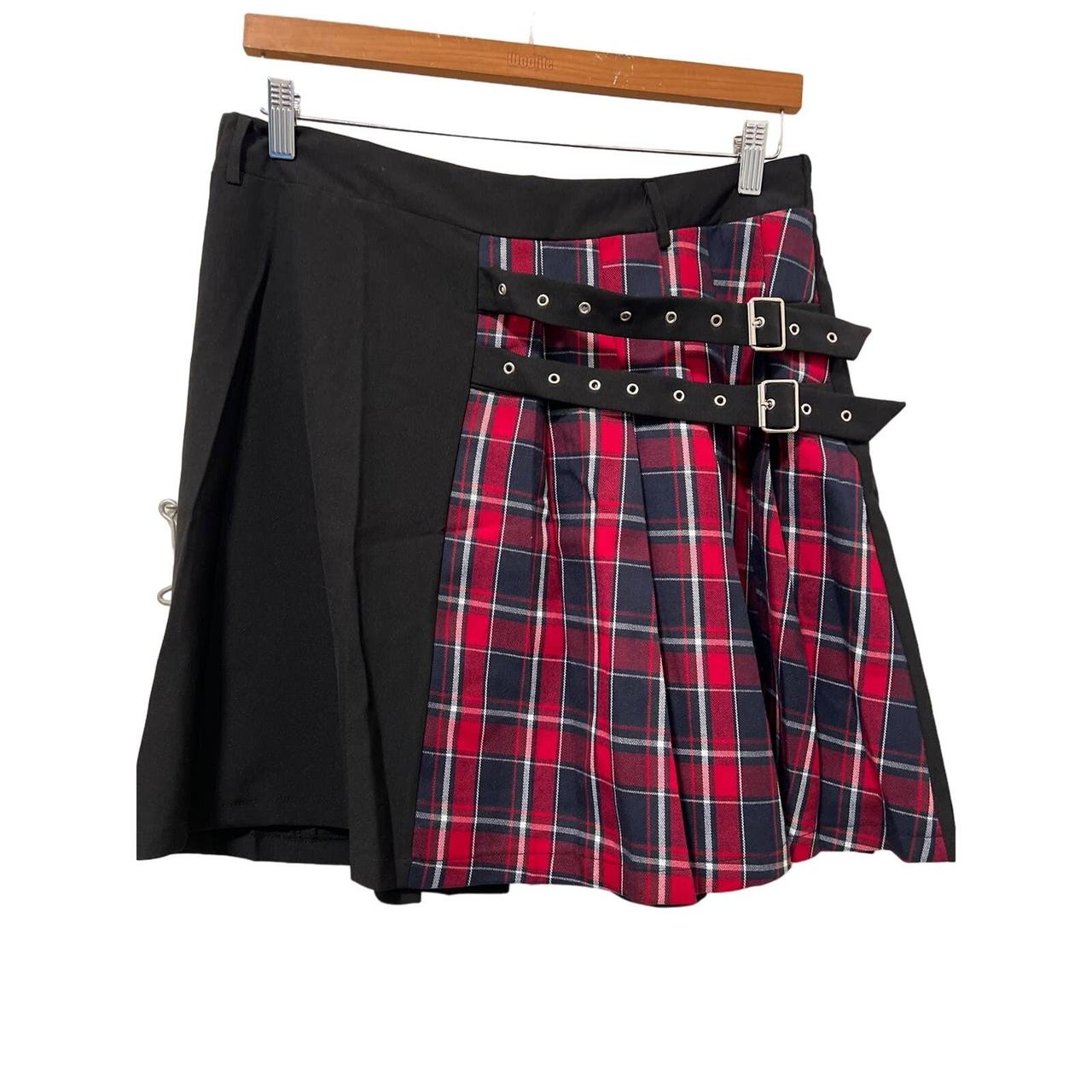 High Waist Plaid Skirt Red And Black Tartan Plaid High Waisted A
