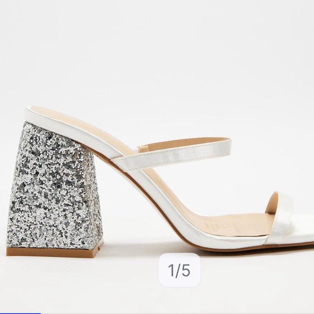 Dazie White Open Toe Block heels, Size AU Depop