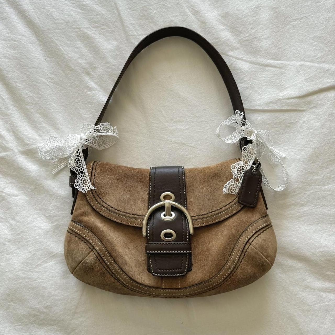 Vintage y2k tan suede coach soho shoulder bag! In... - Depop