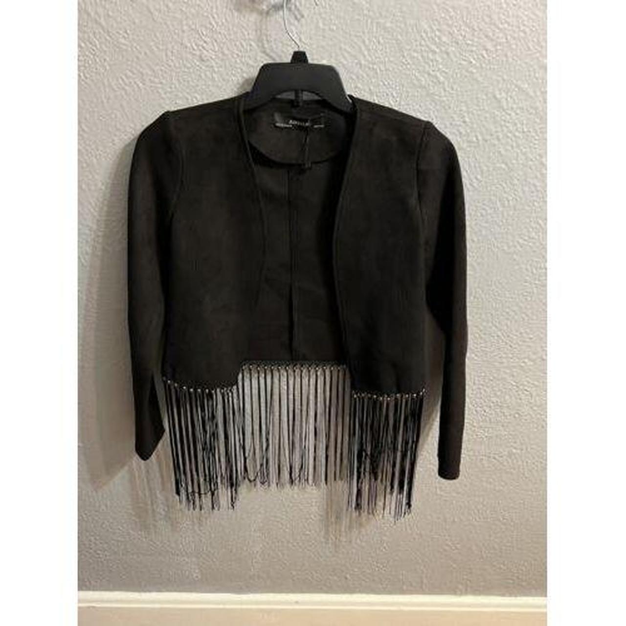 Black fringe jacket zara best sale