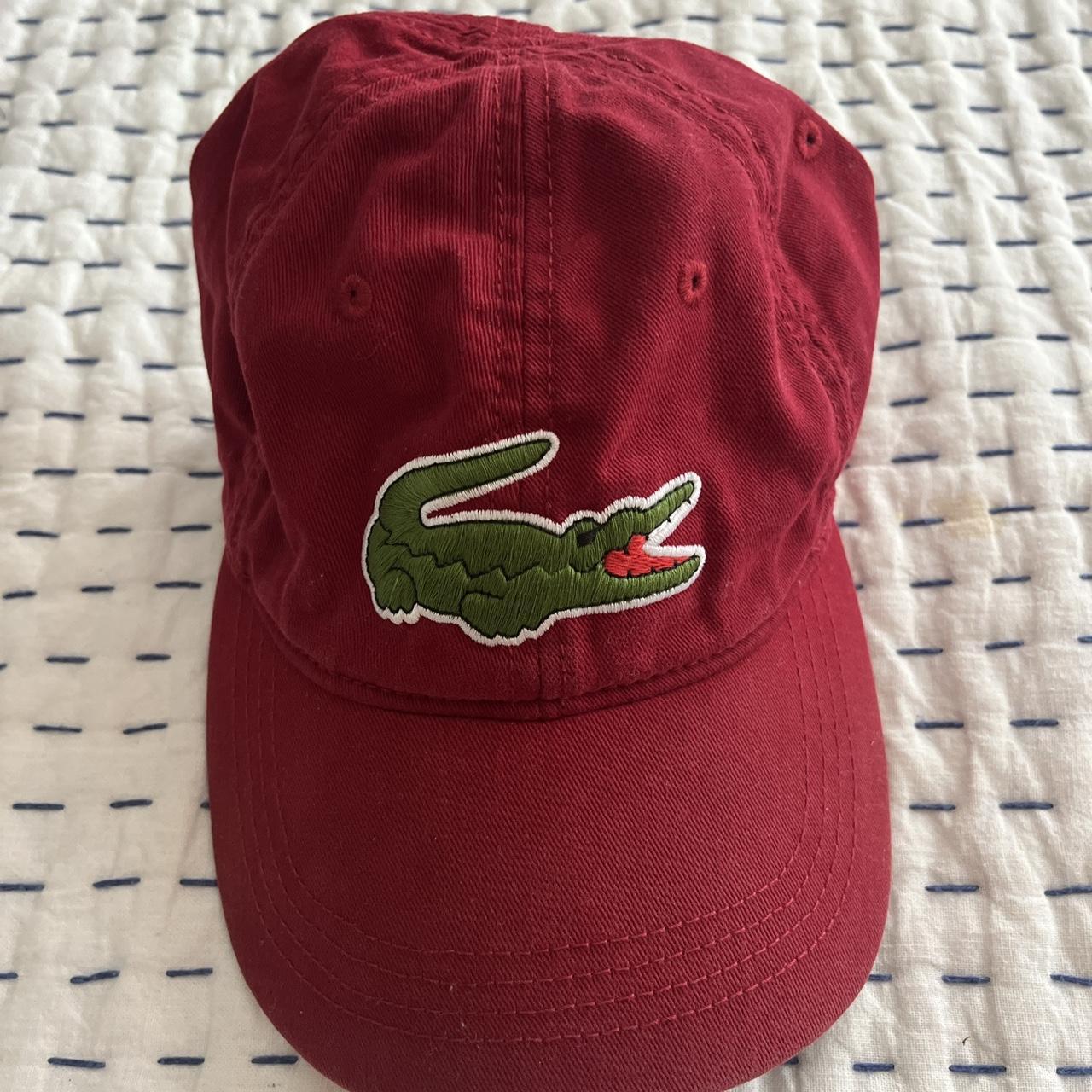 Burgundy lacoste shops hat