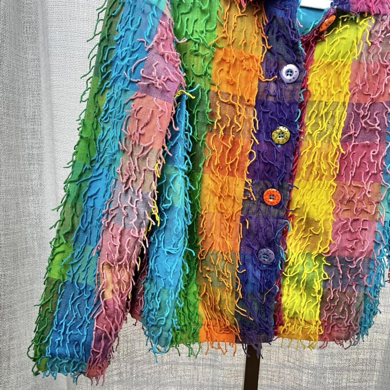 Women's Jacket - Multi - S – Rainbow patchwork sh… - image 2
