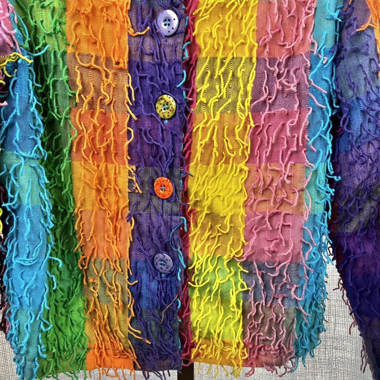 Women's Jacket - Multi - S – Rainbow patchwork sh… - image 3