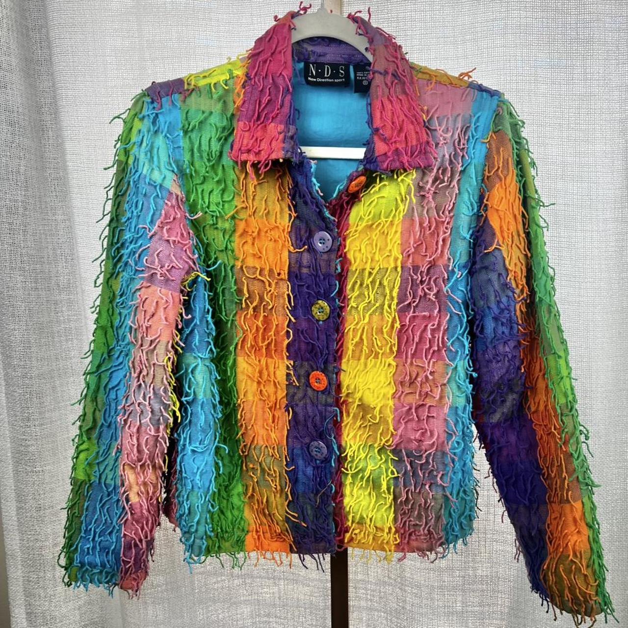 Women's Jacket - Multi - S – Rainbow patchwork sh… - image 1