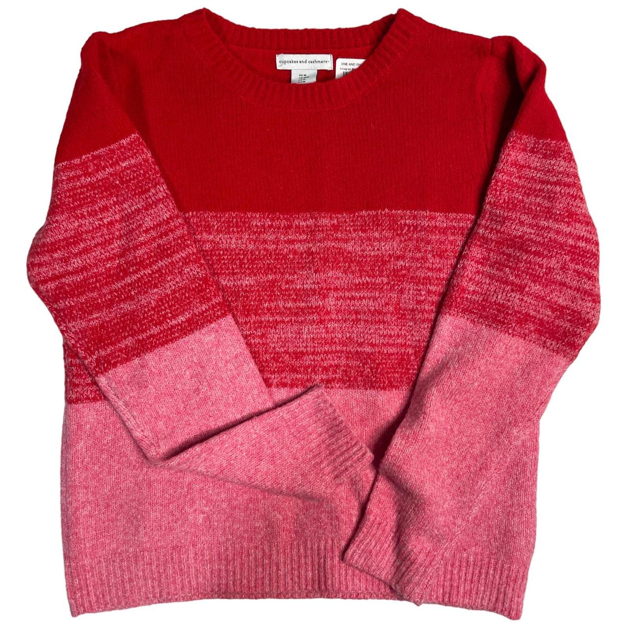 New Cupcakes and Cashmere Pink and Red Color Block Stripes Sweater Cozy outlet Medium