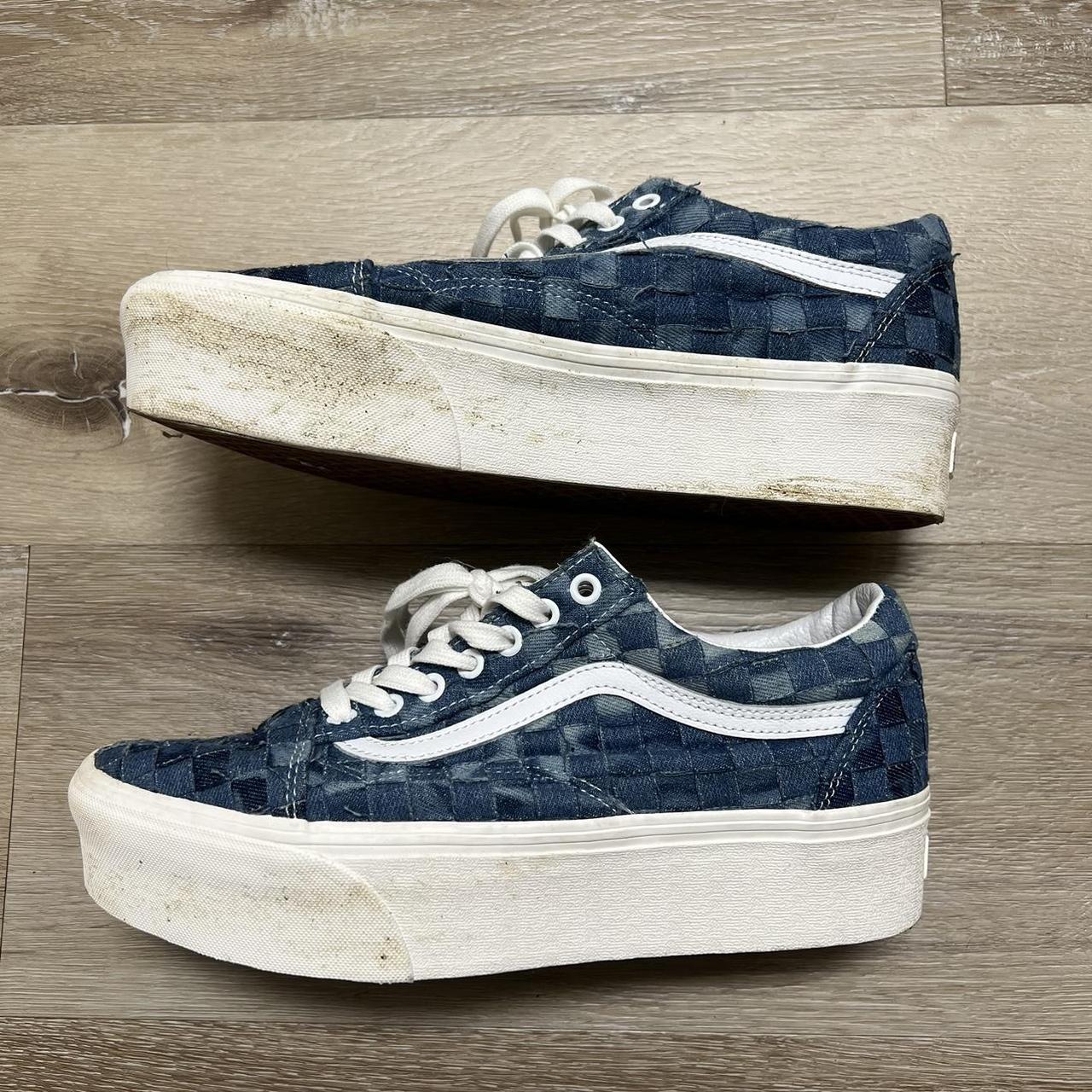 Vans Old Skool Stacked Platform Woven Denim Depop
