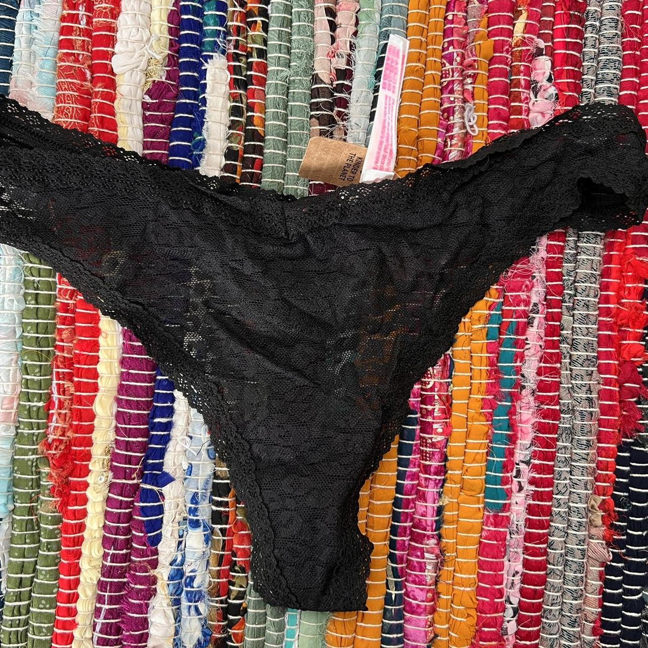 NWT Size Medium Victoria's Secret black lace thong - Depop
