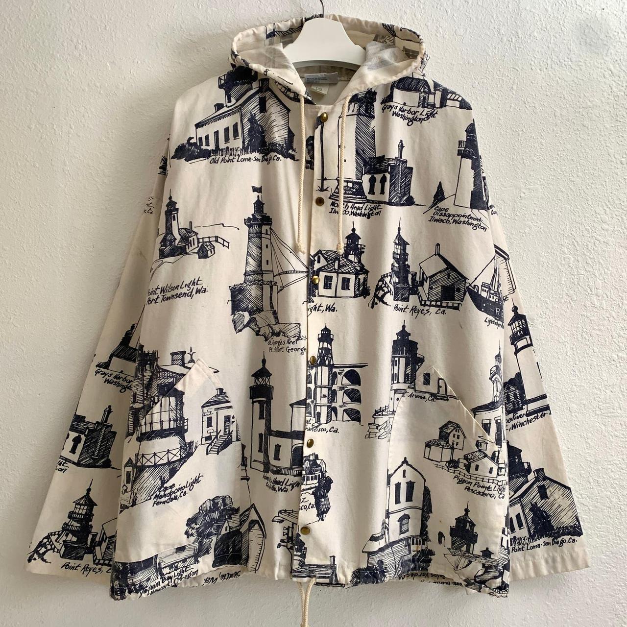 1980s MICHIGAN RAG CO. LIGHTHOUSE PRINT PARKA 8/10... - Depop