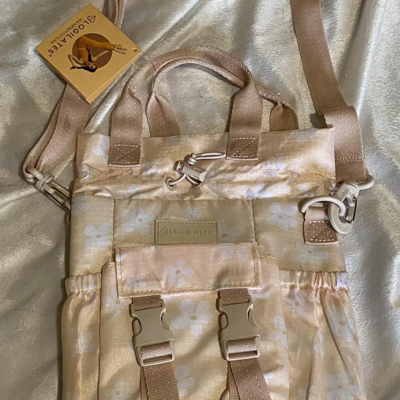 NWT Blogilates Water Bottle Sling Bag Peach/White... Depop