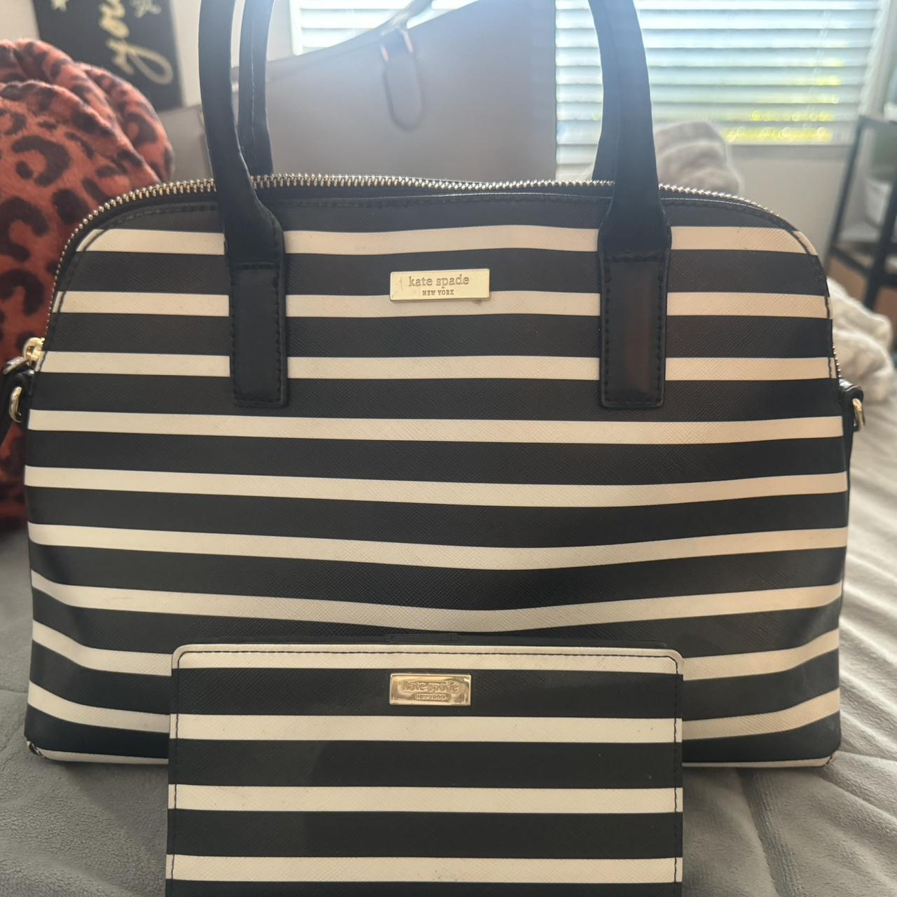 Kate spade black and white striped purse and wallet Depop