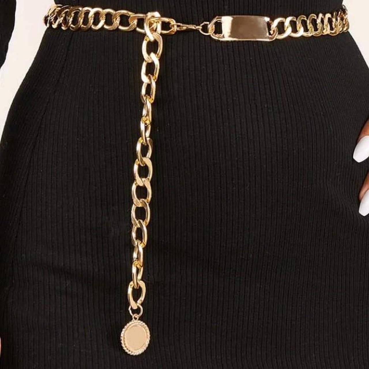 Geometric Decor Chain Belt Fits waists that are 70 - Depop