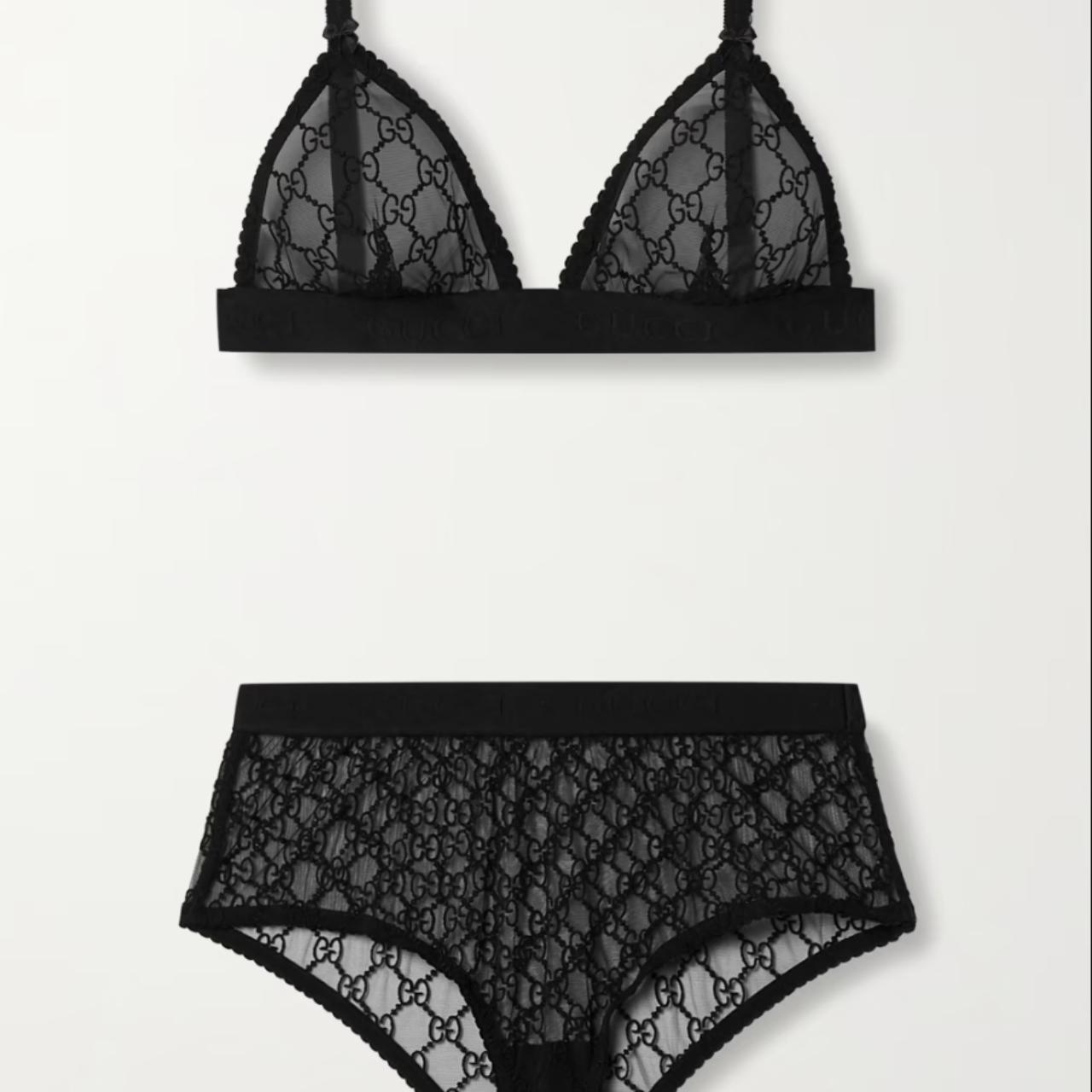 GUCCI★素敵！Embroidered tulle triangle bra and briefs set GUCCI Embroidered tulle triangle bra and briefs set | THE OUTNET
